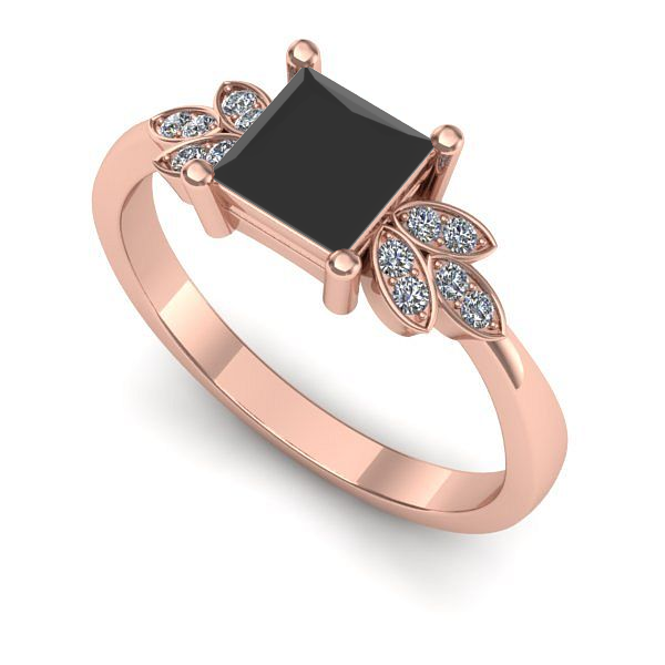 Inel din aur roz cu diamant negru