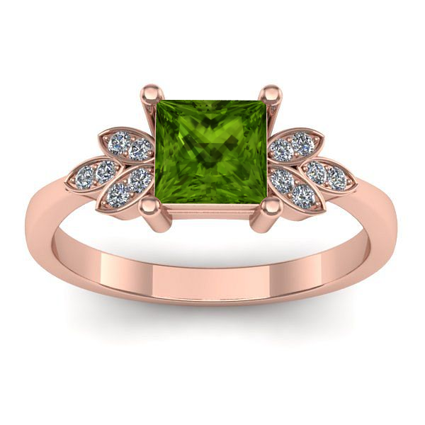 Inel de logodna cu peridot patrat