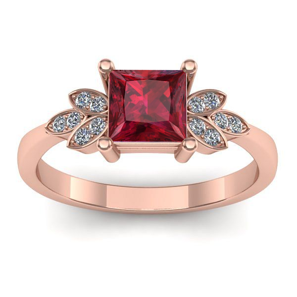 Inel logodna cu rubin patrat