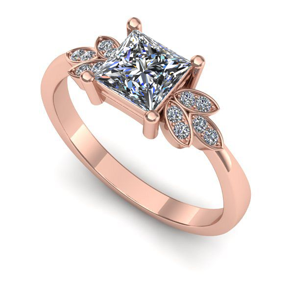 Inel din aur roz cu diamant de laborator