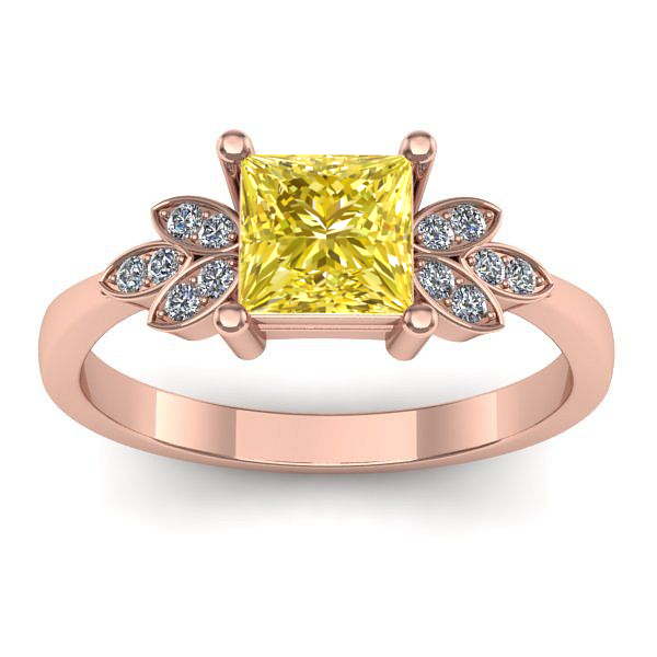 Inel logodna cu safir galben patrat