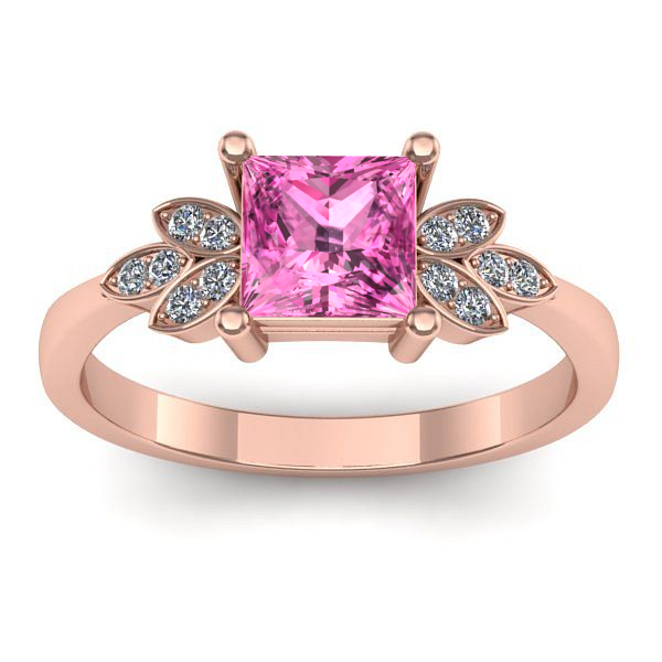 Inel logodna cu safir roz patrat