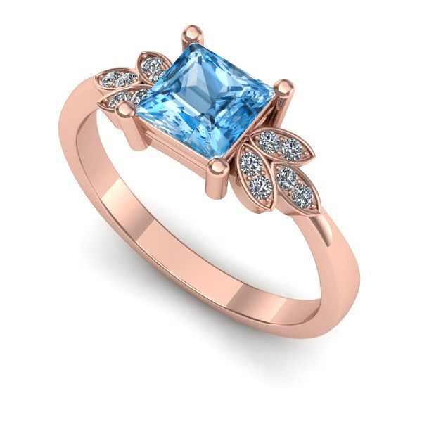 Inel din aur roz cu topaz blue