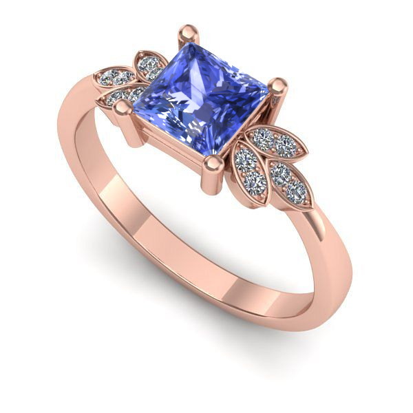 Inel de logodna din aur roz cu tanzanit