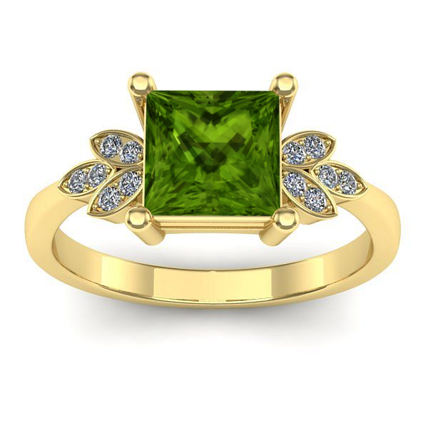 Inel cu peridot patrat