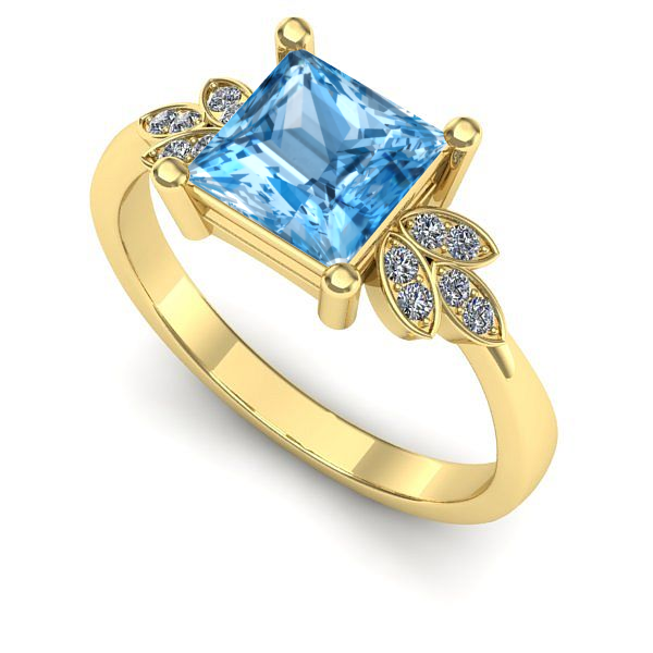 Inel din aur galben cu topaz blue