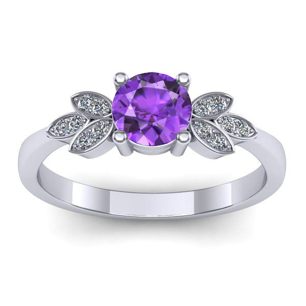 Inel logodna cu ametist rotund