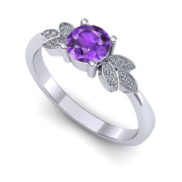 Inel logodna din aur alb cu ametist