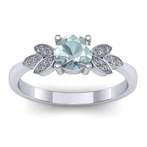 Inel cu aquamarin rotund