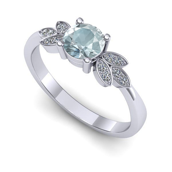 Inel logodna din aur alb cu aquamarin