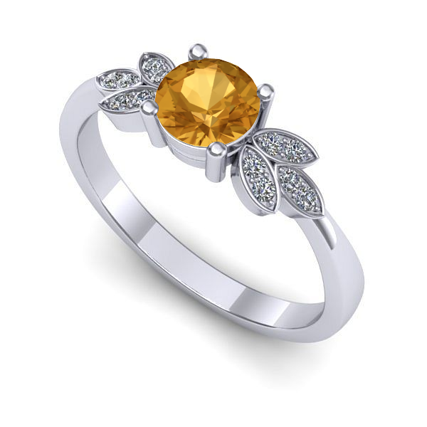 Inel din aur alb cu citrin