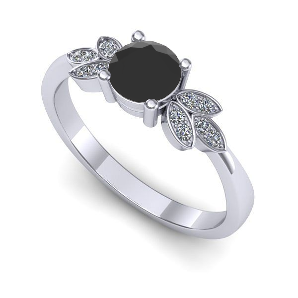 Inel logodna din aur alb cu diamant negru