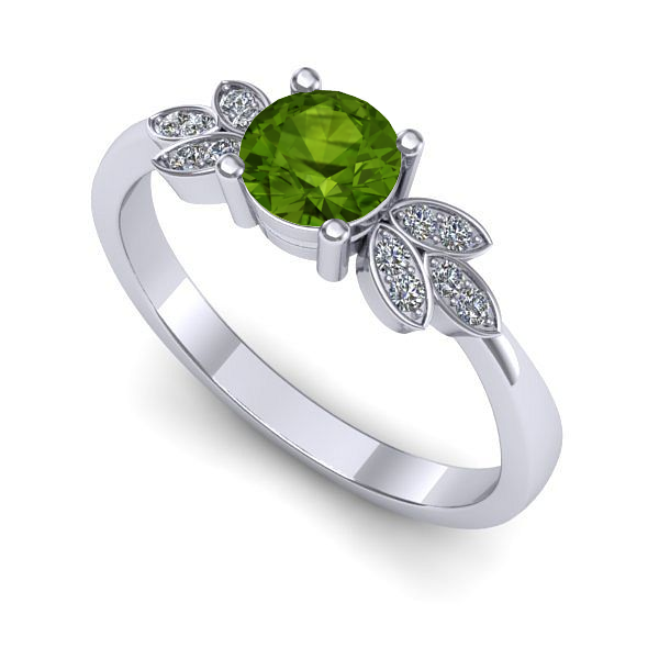 Inel logodna din aur alb cu peridot