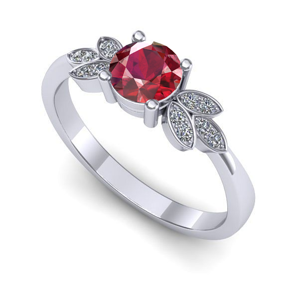 Inel de logodna din aur alb cu rubin
