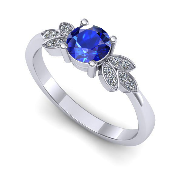 Inel logodna din aur alb cu safir