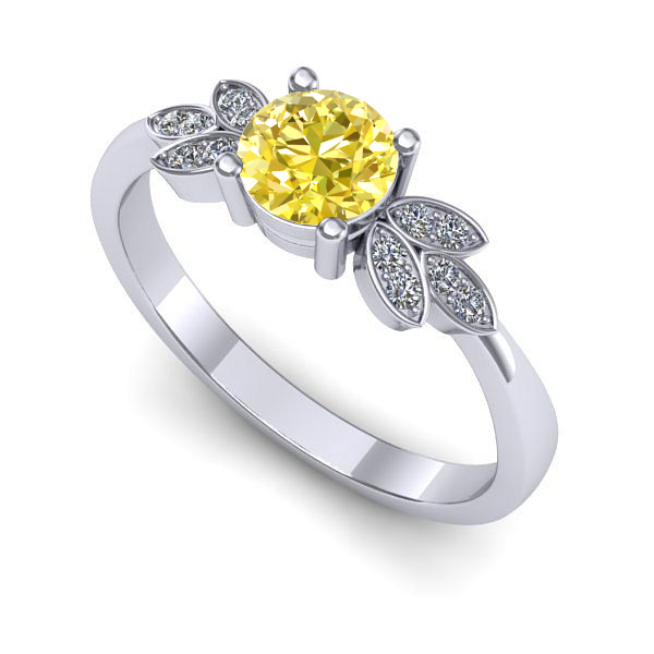 Inel din aur alb cu safir galben