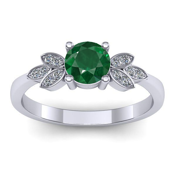 Inel logodna cu smarald rotund