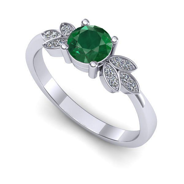 Inel din aur alb cu smarald