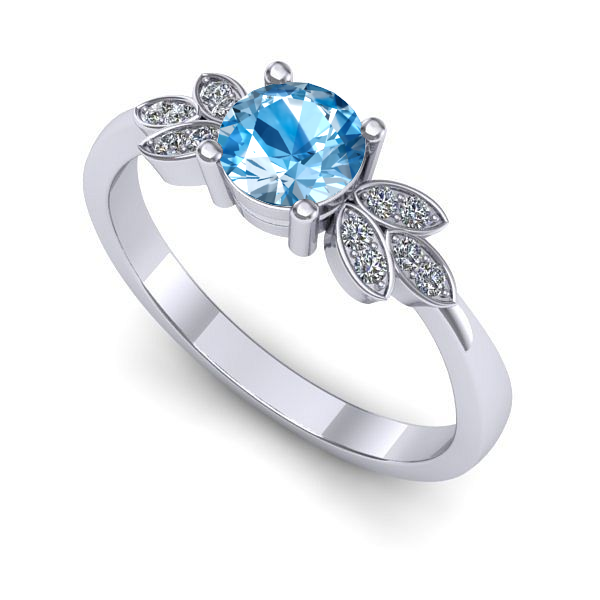 Inel de logodna din aur alb cu topaz blue
