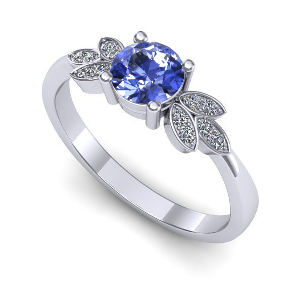 Inel logodna din aur alb cu tanzanit