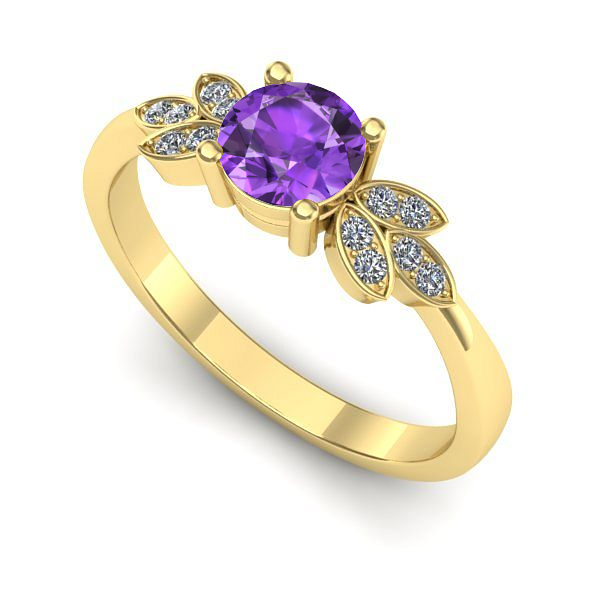 Inel de logodna din aur galben cu ametist