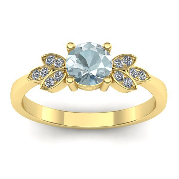 Inel logodna cu aquamarin rotund