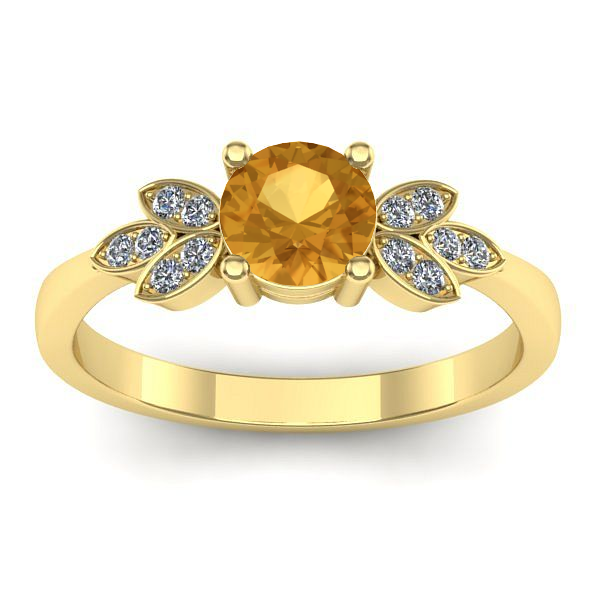 Inel cu citrin rotund