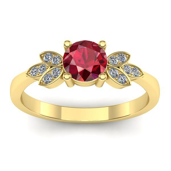 Inel logodna cu rubin rotund