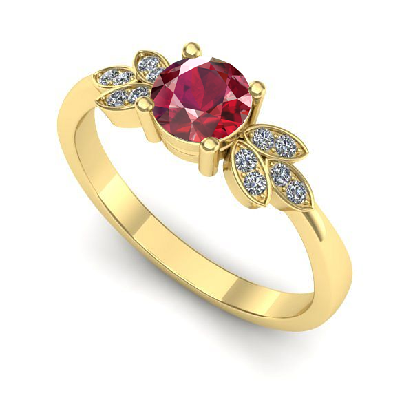 Inel logodna din aur galben cu rubin