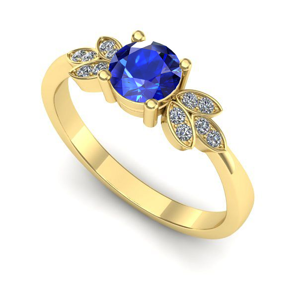 Inel logodna din aur galben cu safir