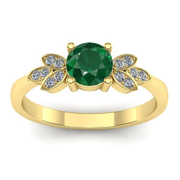 Inel de logodna cu smarald rotund