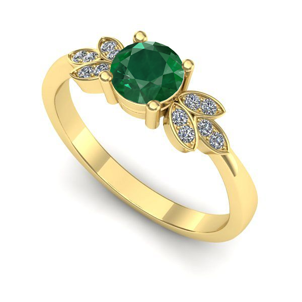 Inel logodna din aur galben cu smarald