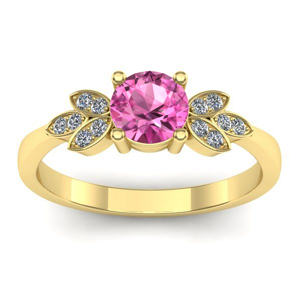 Inel logodna cu safir roz rotund