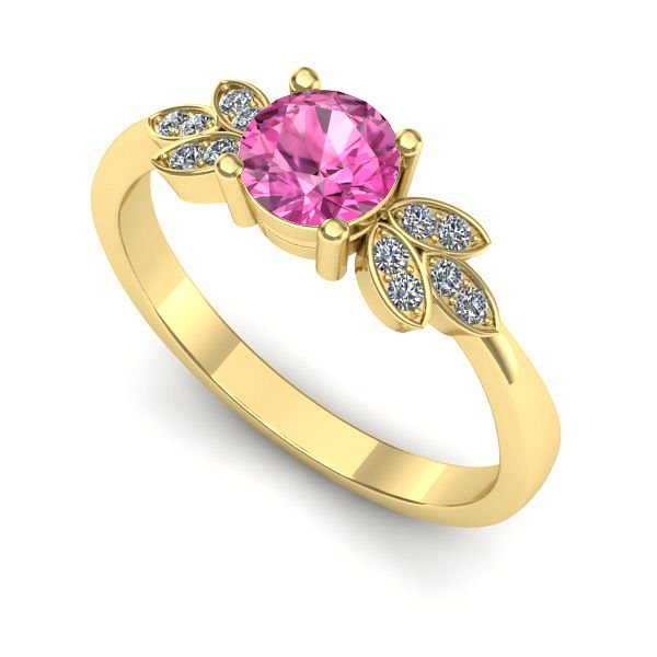 Inel din aur galben cu safir roz