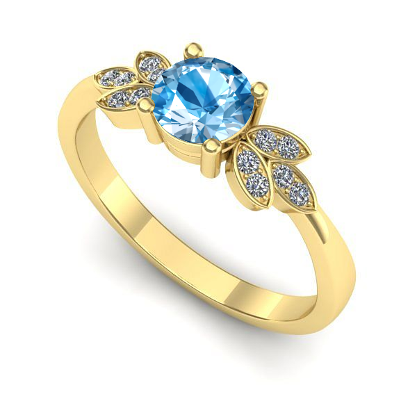 Inel din aur galben cu topaz blue