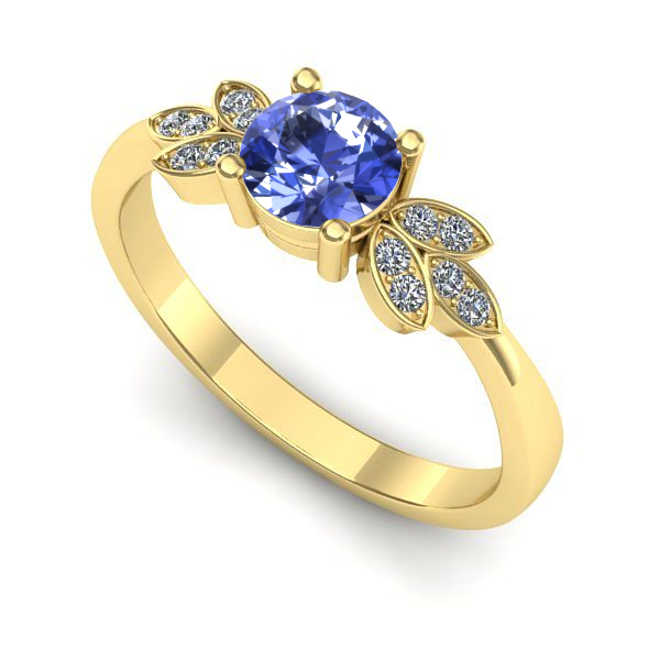 Inel logodna din aur galben cu tanzanit