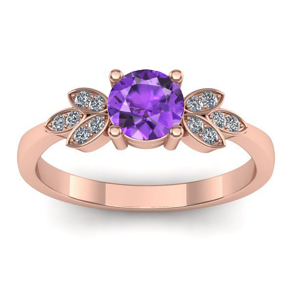 Inel logodna cu ametist rotund