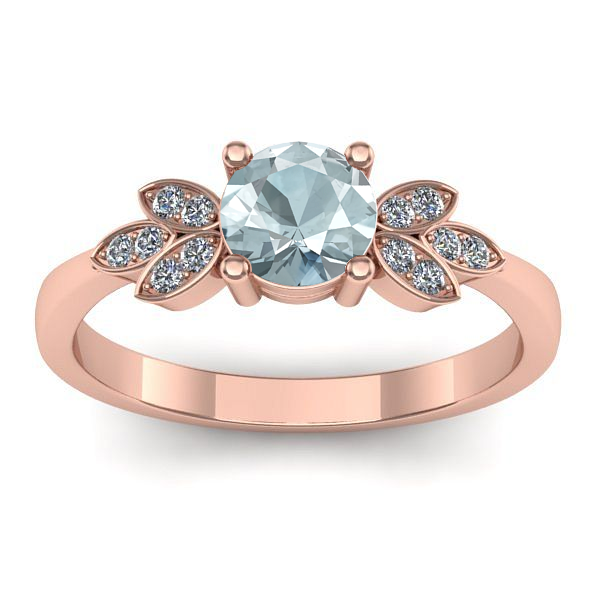 Inel de logodna cu aquamarin rotund