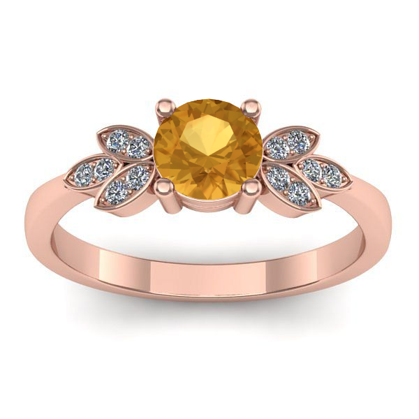 Inel logodna cu citrin rotund