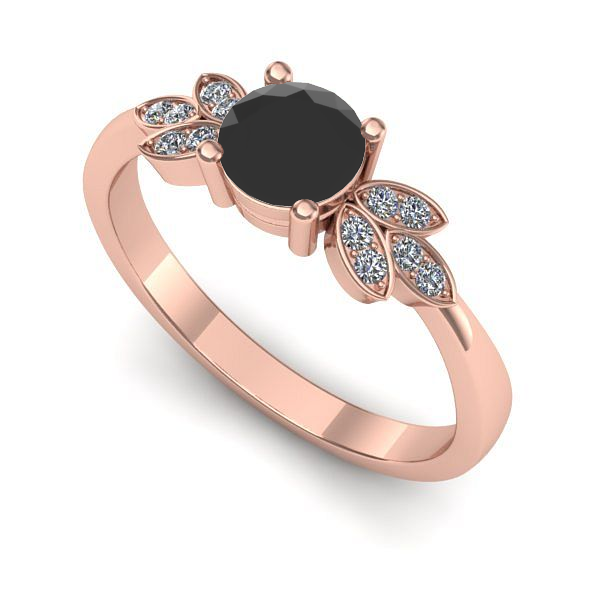 Inel din aur roz cu diamant negru