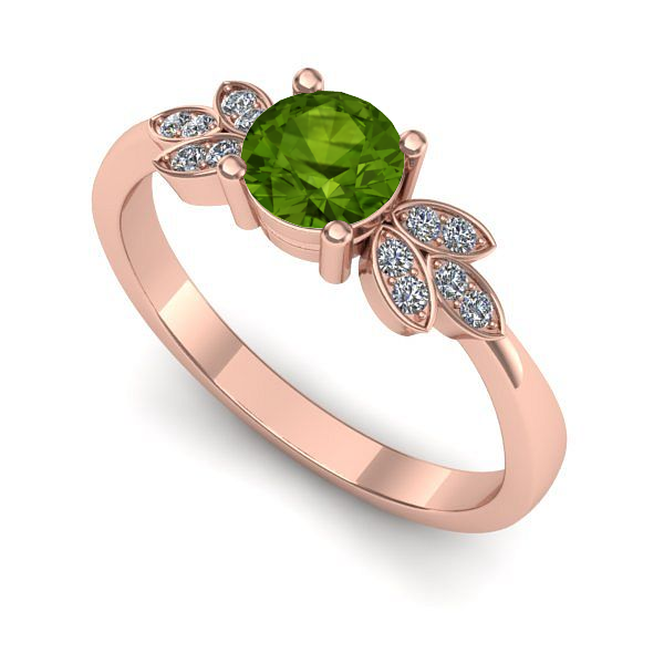 Inel logodna din aur roz cu peridot