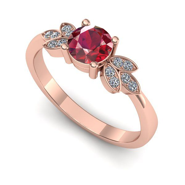 Inel din aur roz cu rubin