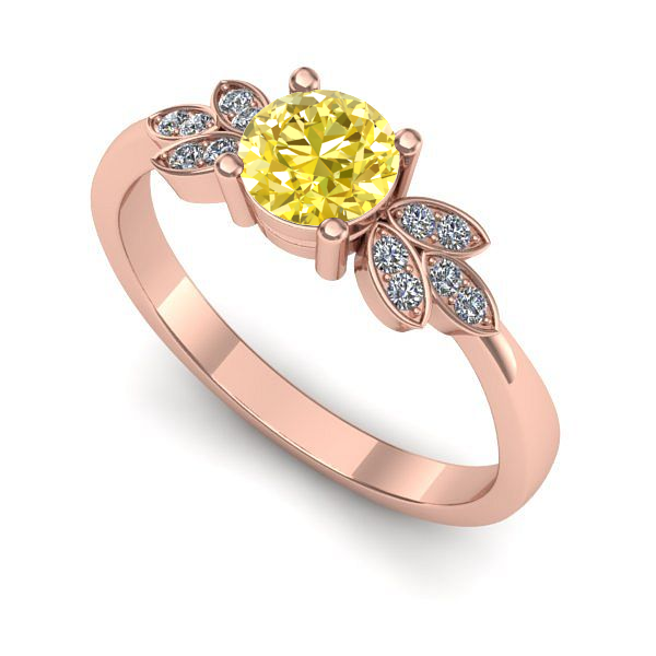 Inel logodna din aur roz cu safir galben