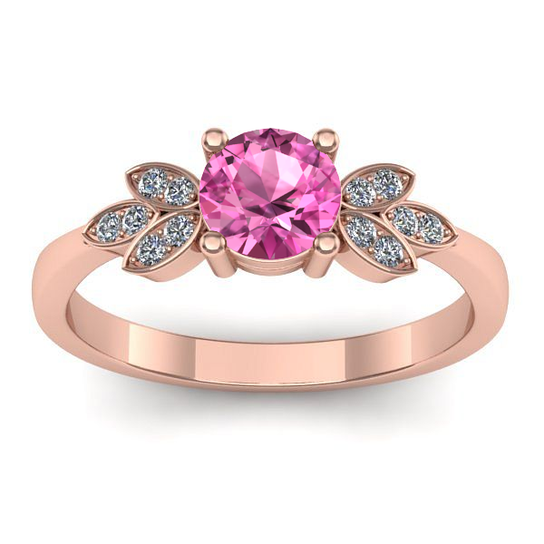 Inel de logodna cu safir roz rotund