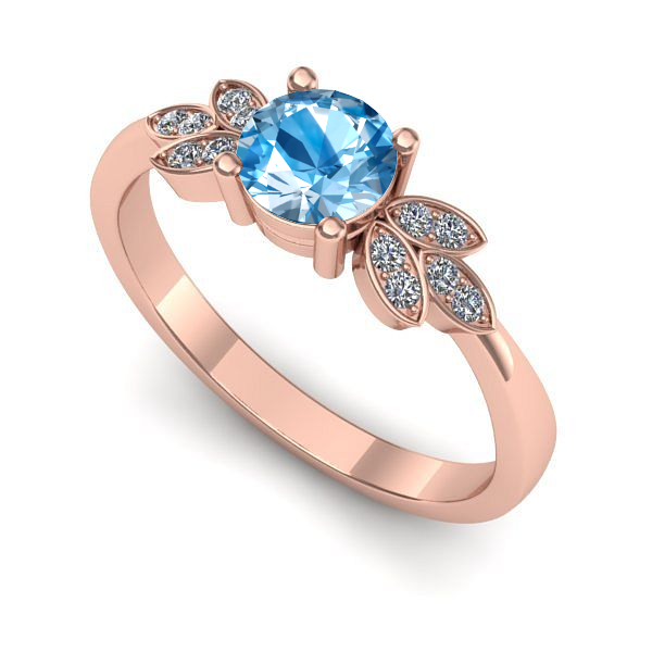 Inel logodna din aur roz cu topaz blue