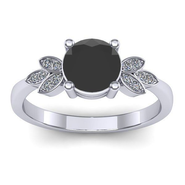 Inel de logodna cu diamant negru rotund