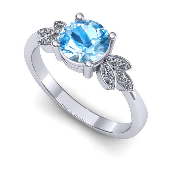 Inel din aur alb cu topaz blue