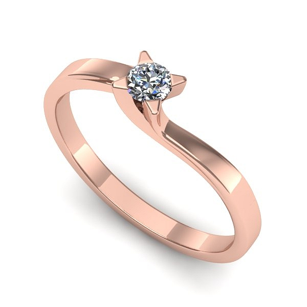 Inel din aur roz cu diamant