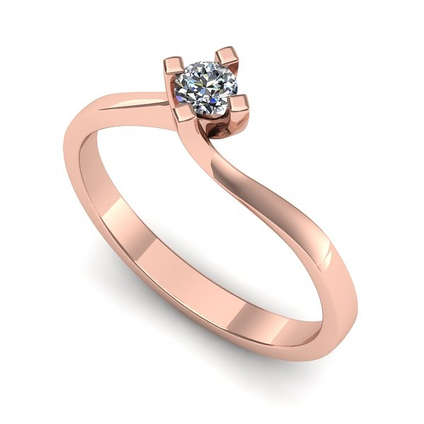 Inel de logodna din aur roz cu diamant