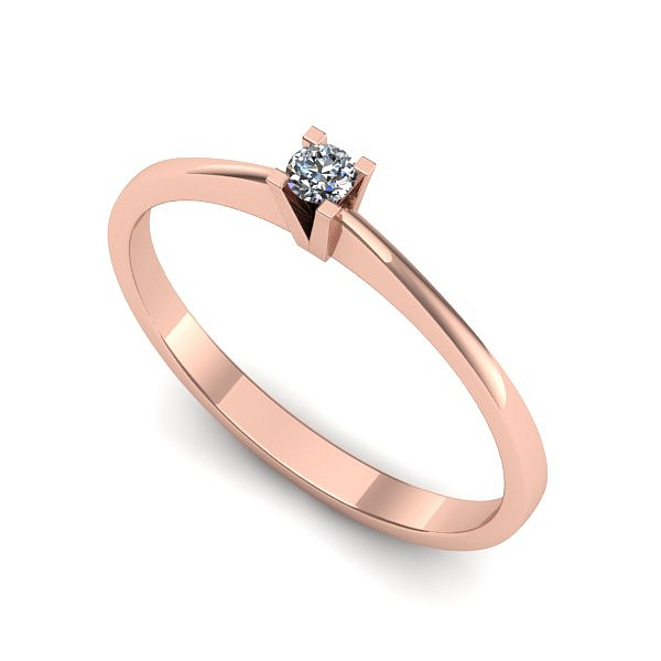 Inel de logodna din aur roz cu diamant